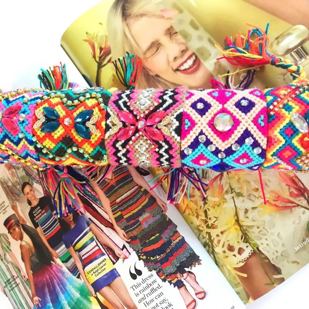 Red and Pink Intricately Woven Bracelets